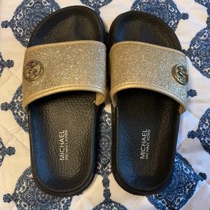 Michael Kors Kids Gold Sparkle Slides Size 1